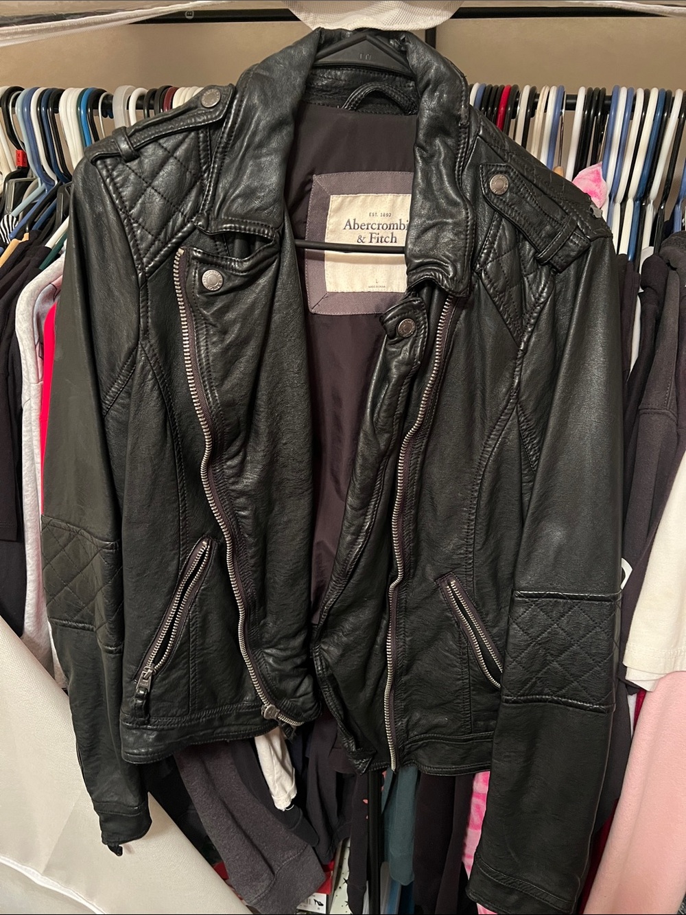 Abercrombie & Fitch Black Faux Leather Biker Jacket